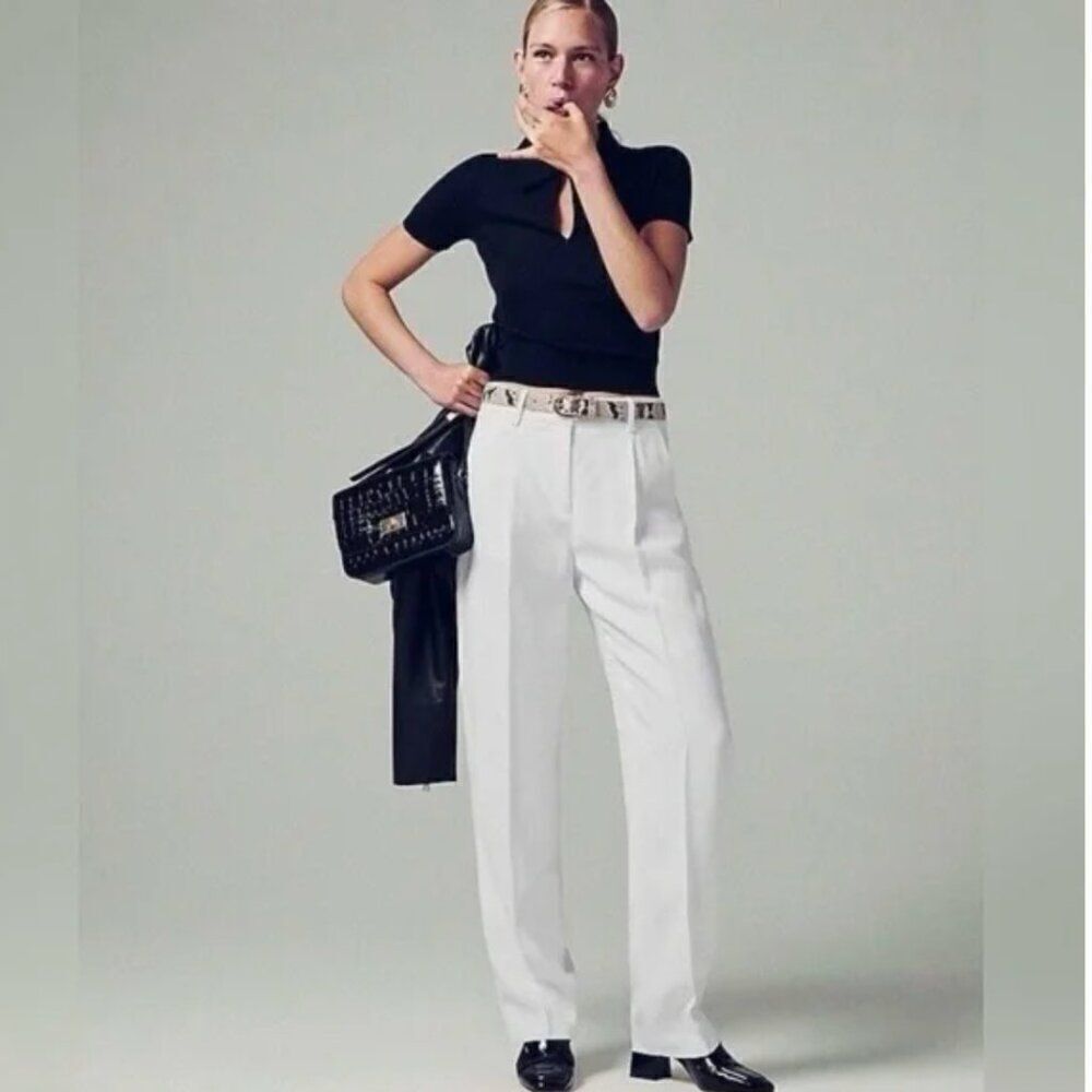 J. Crew BW525 White Tapered Essential Pant In Drapey Viscose For Women 4 NWT